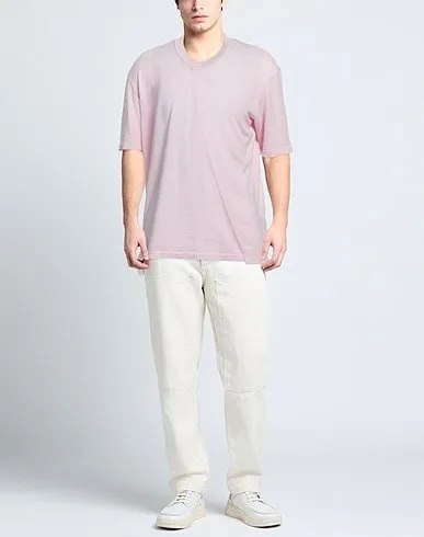 Ermenegildo Zegna  |Crew Neck Pullovers Wool Plain Short Sleeves Oversized