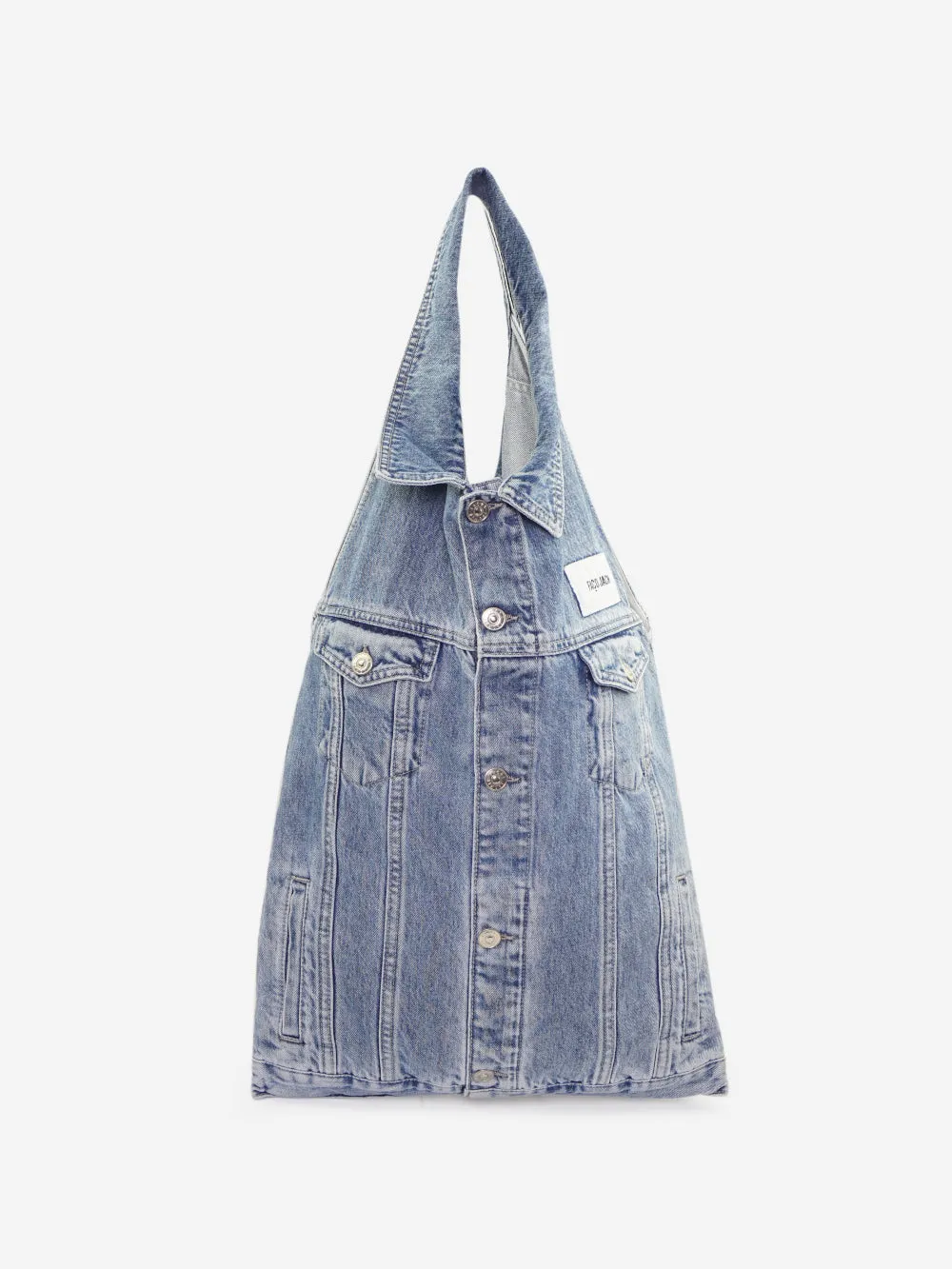 Facon jacmin - Borsa in jeans con colletto tasche con patta e bottoni