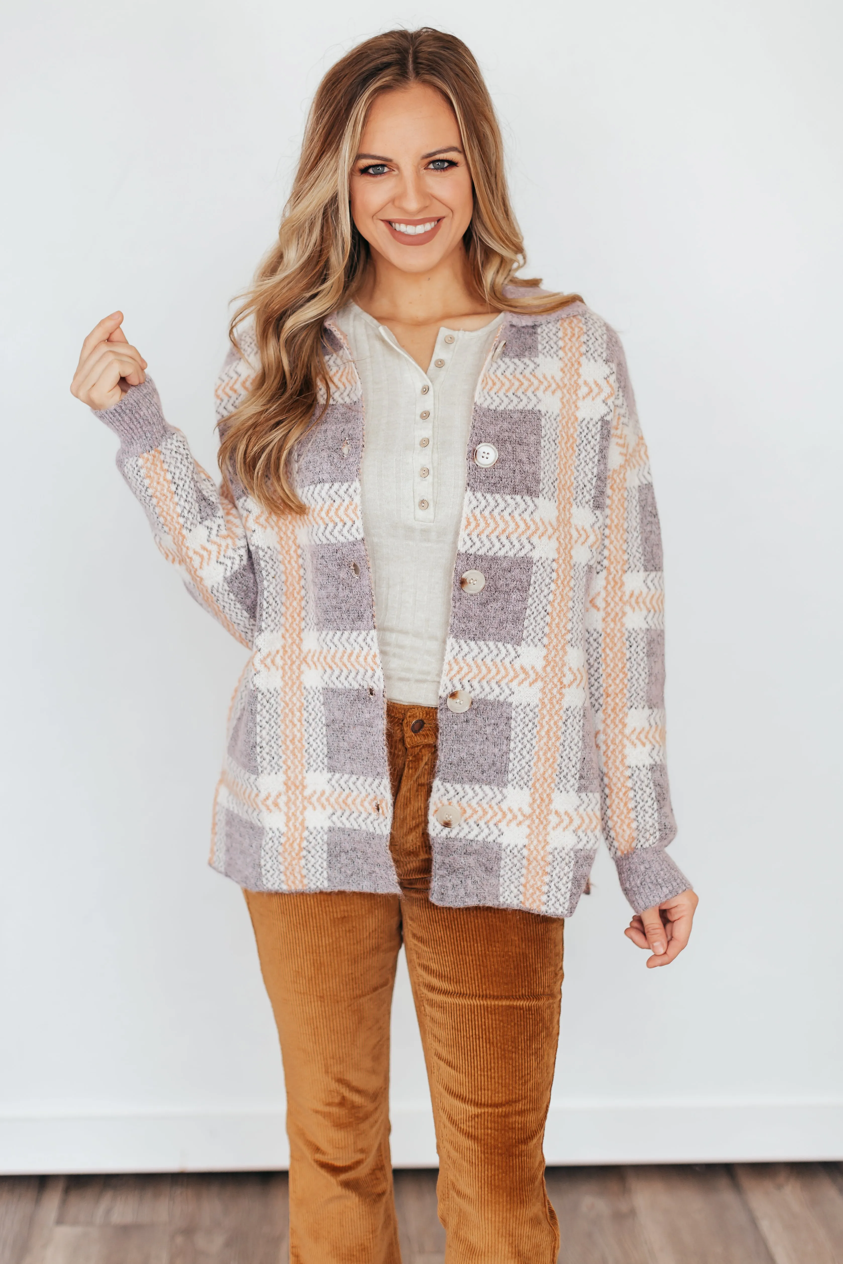 Fall Back Fuzzy Plaid Cardigan