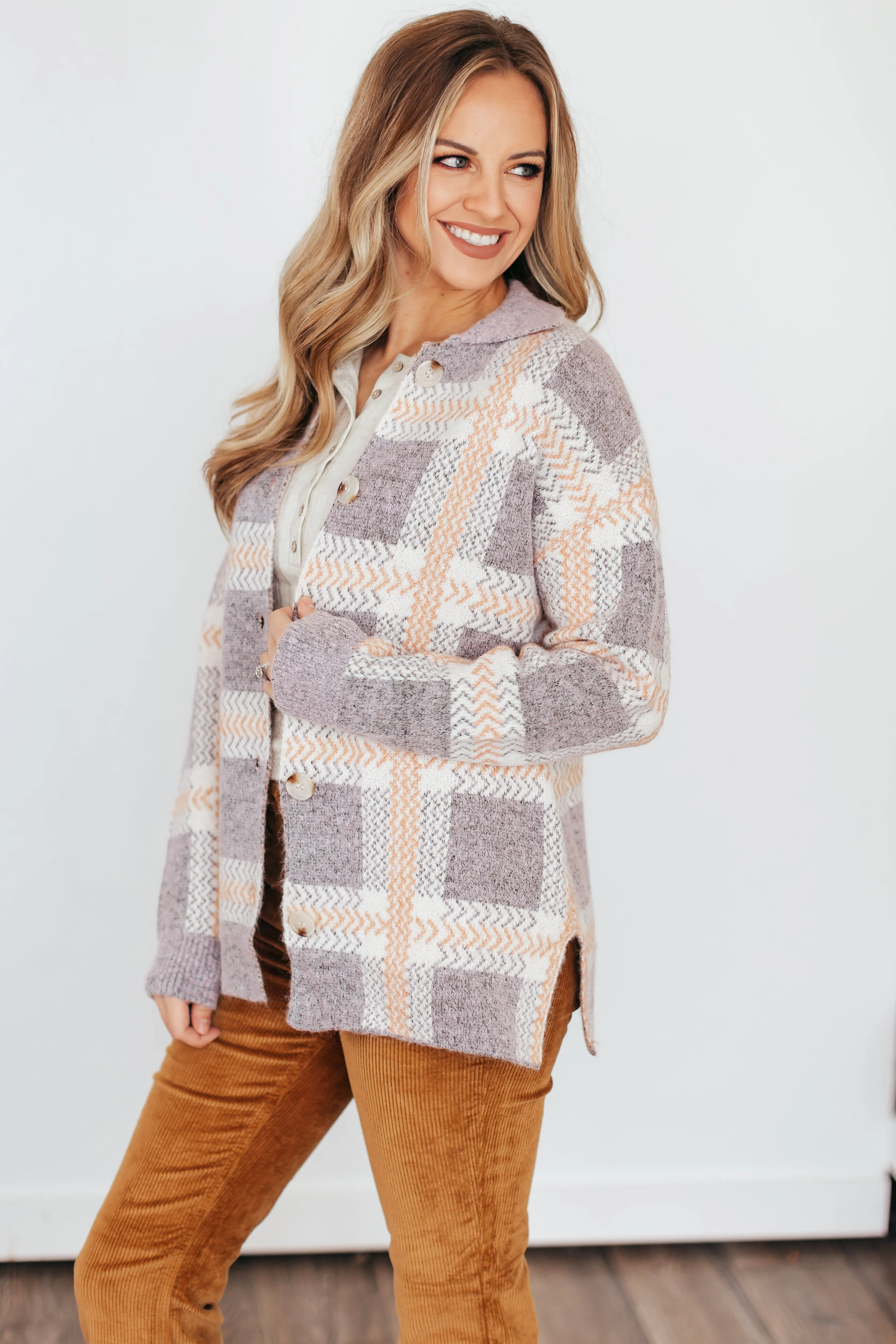 Fall Back Fuzzy Plaid Cardigan