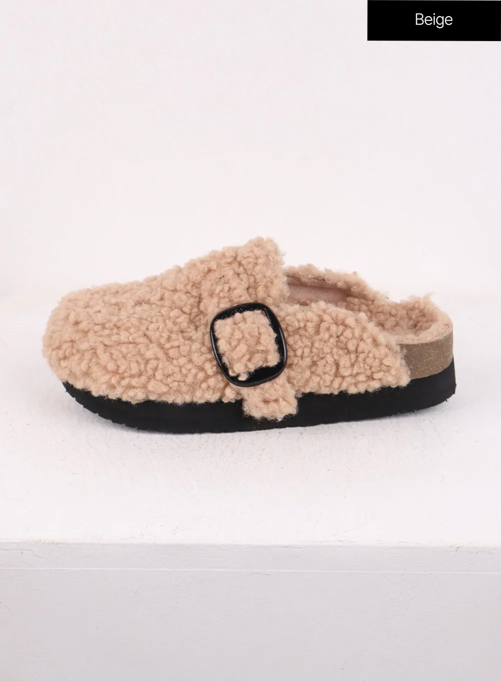 Faux Shearling Buckle Clogs CJ424