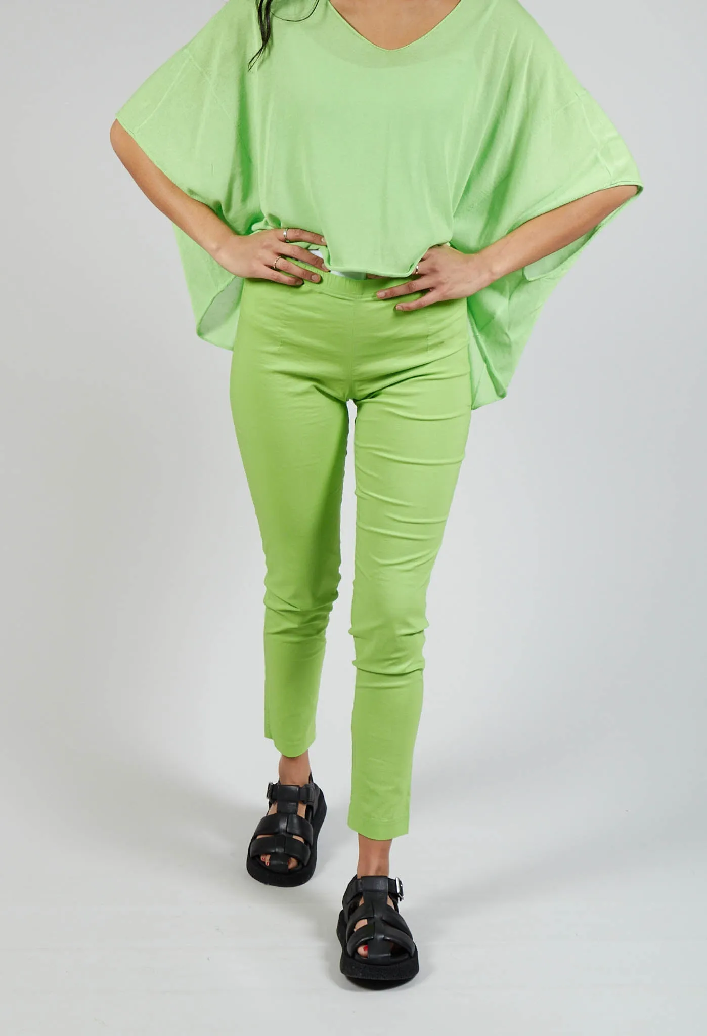 Fitted Pull On Trousers in Lime