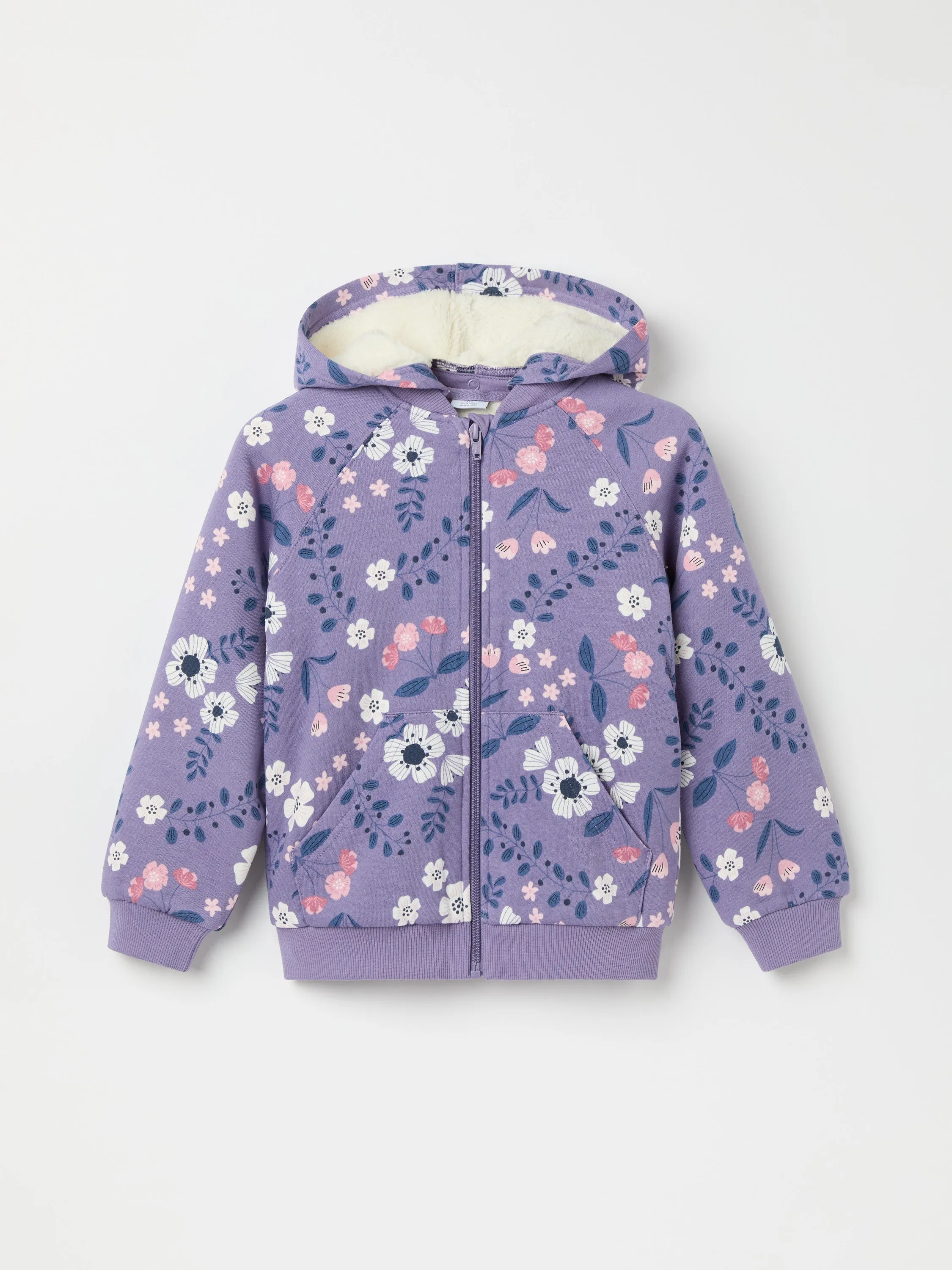 Fleece Lined Floral Kids Hoodie