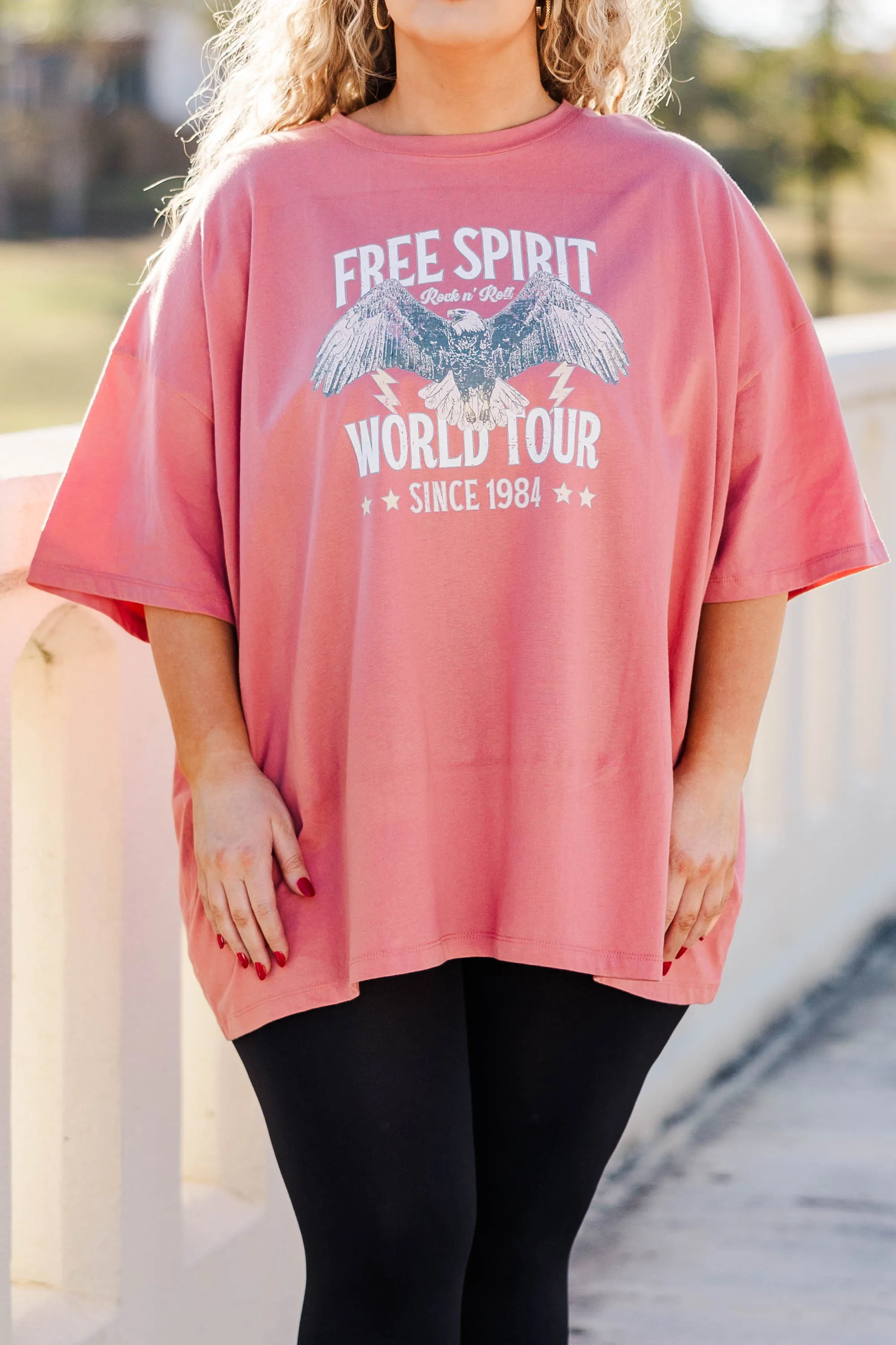 Free Spirit World Tour Boyfriend Tee, Ash Rose