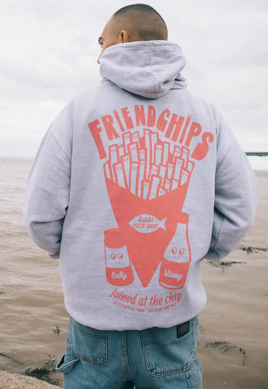 Friendchips Men's Slogan Hoodie With Vintage Chips Graphic