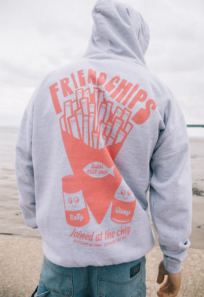 Friendchips Men's Slogan Hoodie With Vintage Chips Graphic