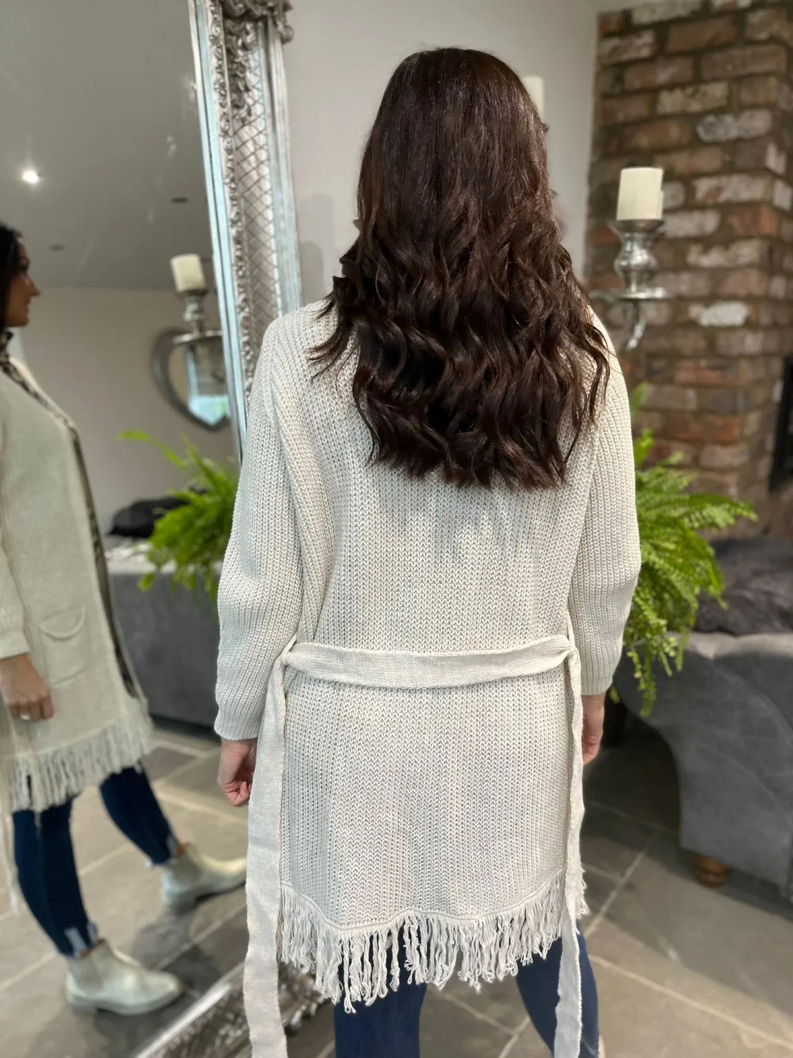 Fringe Hem Belted Cardigan Talula