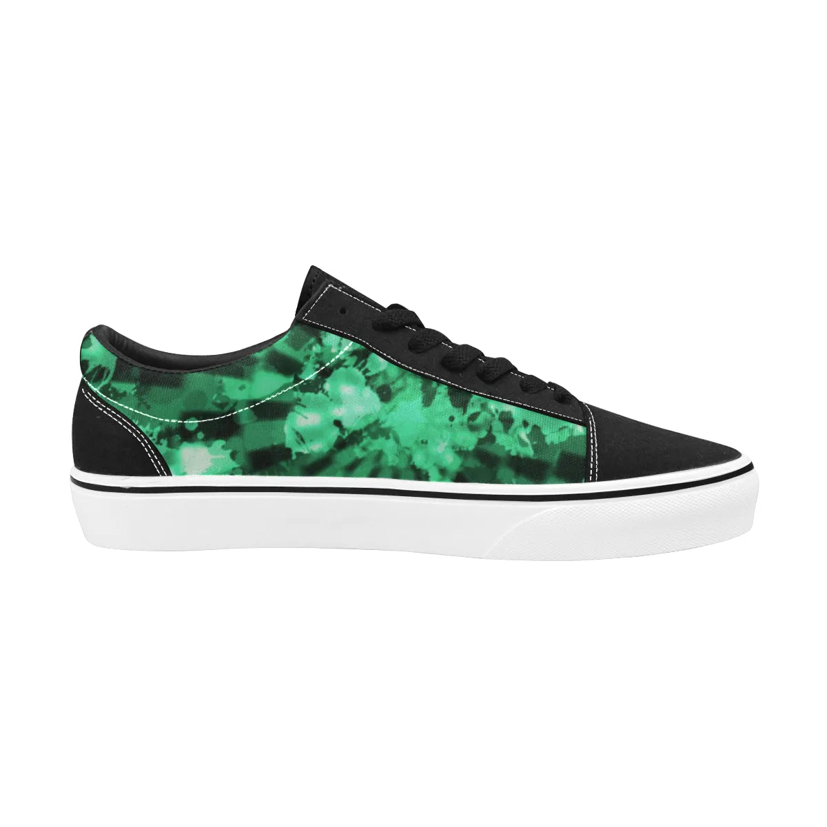 Green Tie-Dye Men's Low Top Skateboarding Shoes