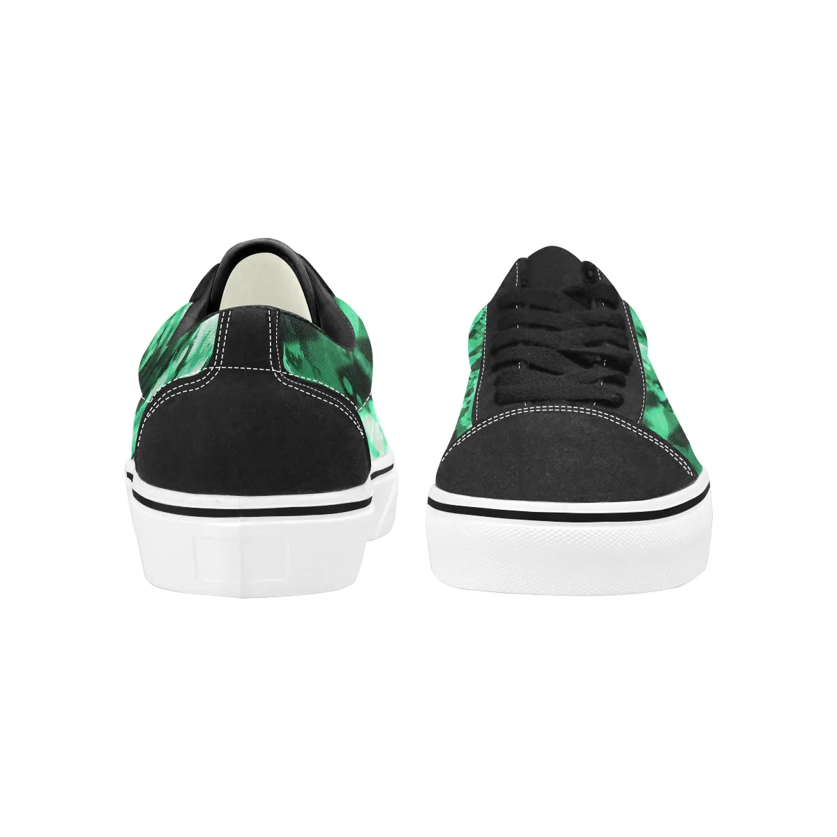 Green Tie-Dye Men's Low Top Skateboarding Shoes