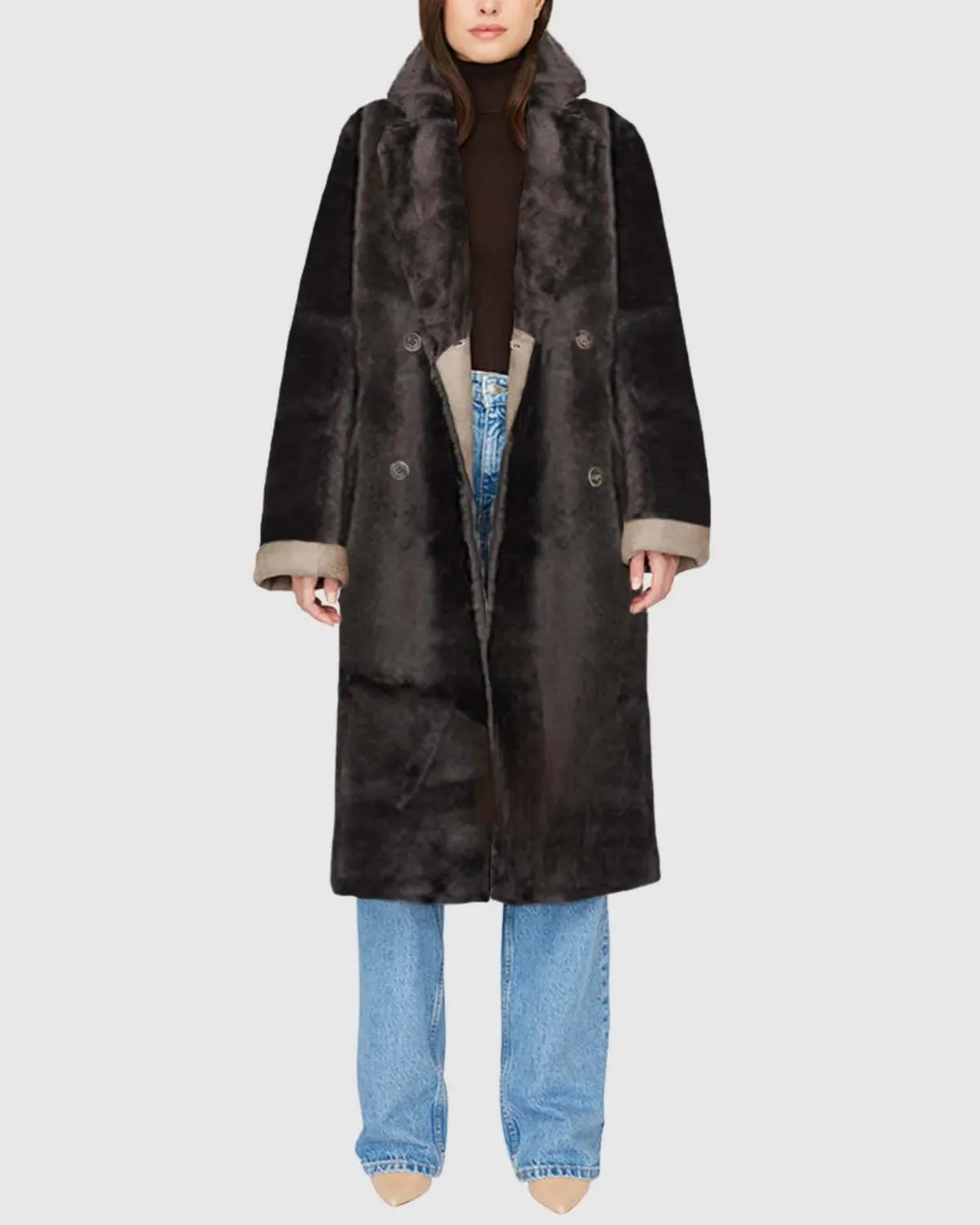 HiSO Elle Shearling Coat - Smoked Quartz