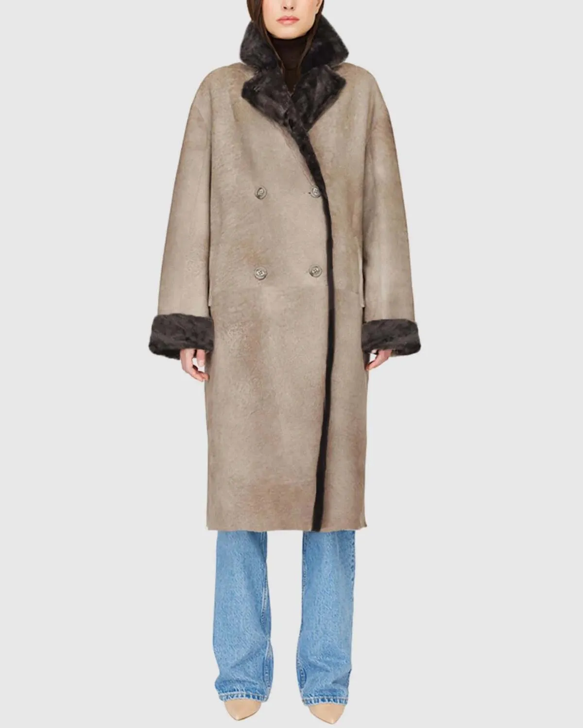 HiSO Elle Shearling Coat - Smoked Quartz