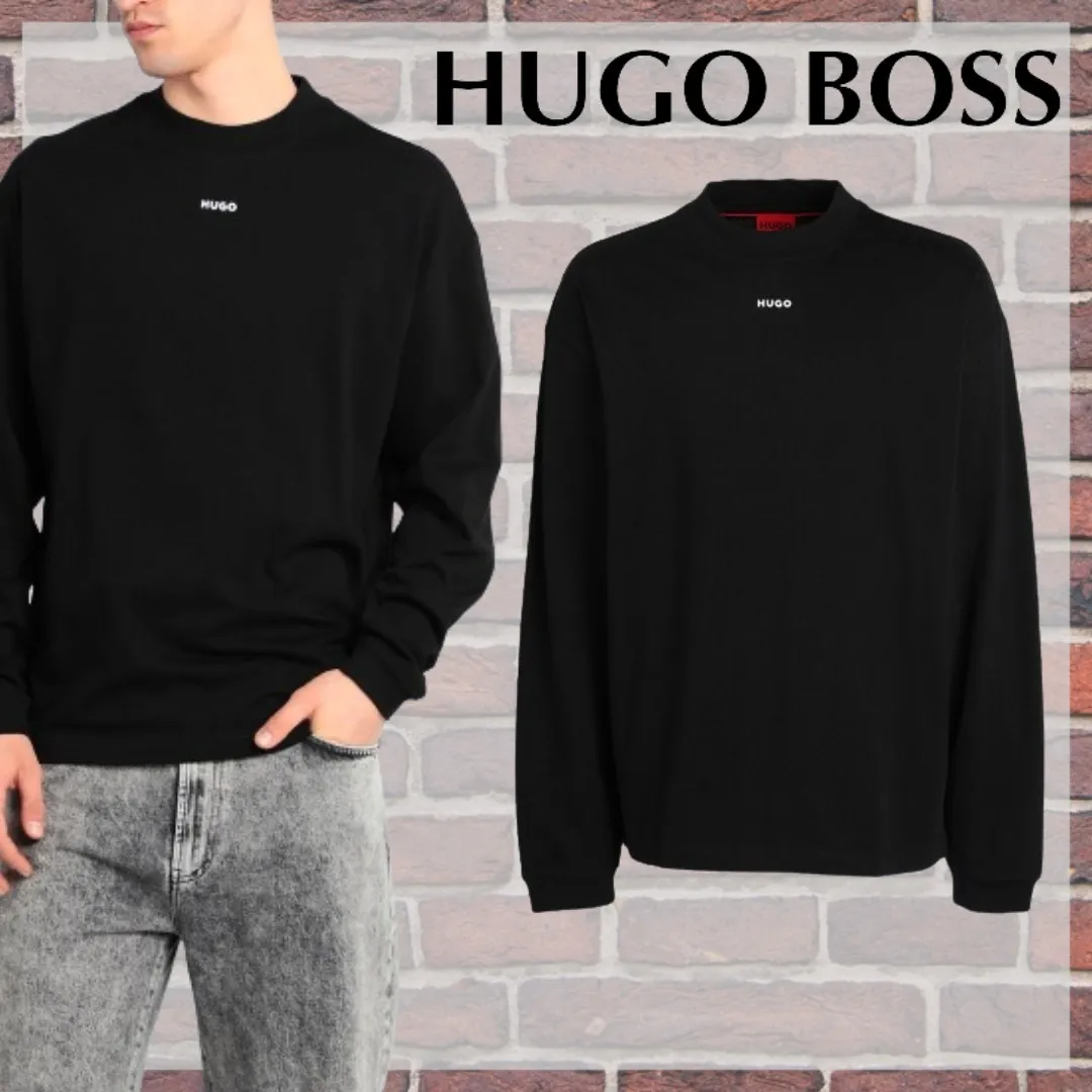 Hugo Boss  |Crew Neck Unisex Street Style Long Sleeves Plain Cotton