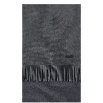 HUGO BOSS Medeo Weaved Wool & Cotton Scarf Navy/Grey