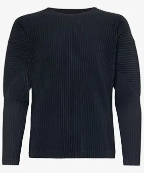 Issey Miyake Mens Black Pleated long sleeves regular-fit knitted T-shirt