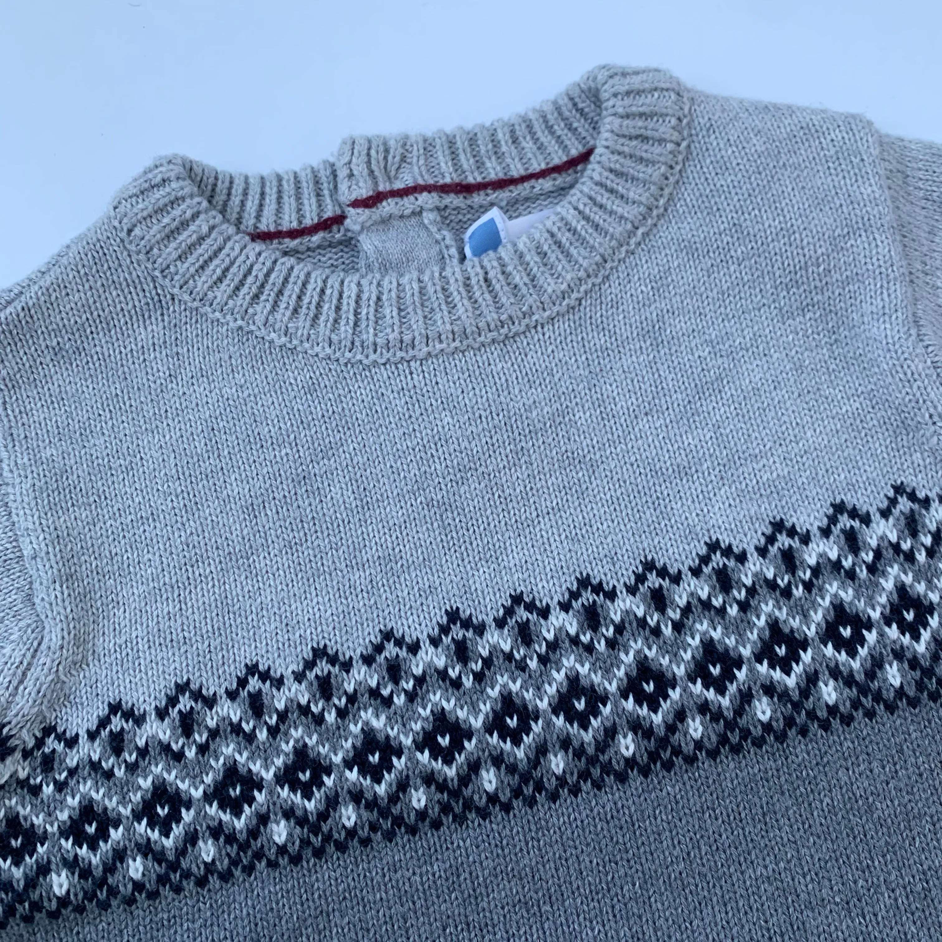 Jacadi Grey Intarsia Jumper: 24 Months