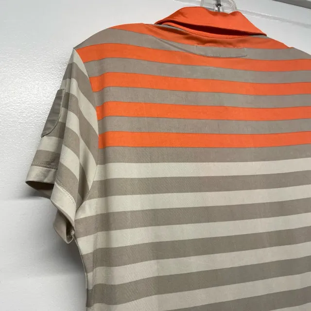 Jamie Sadock Size S Women's Orange-Tan Stripe Polo Activewear Top