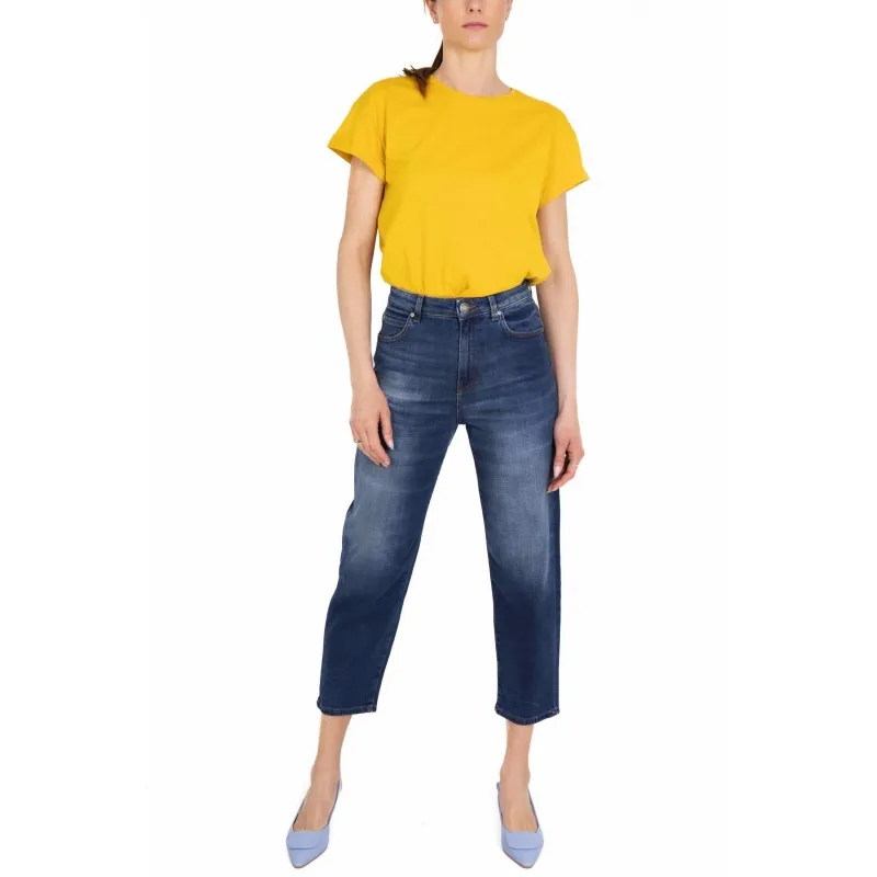 JEANS VITA ALTA MOM FIT, BLU