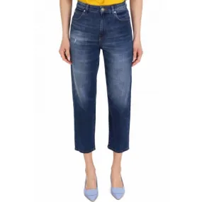 JEANS VITA ALTA MOM FIT, BLU