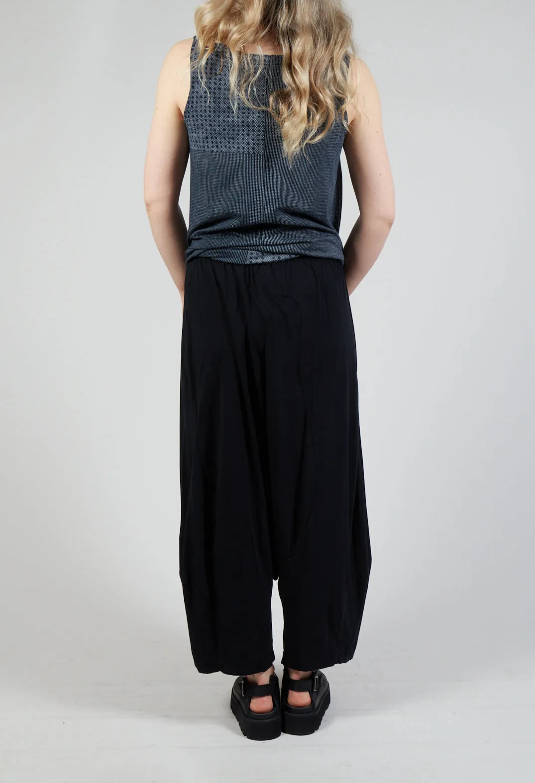 Jersey Drop Crotch Trousers in Black