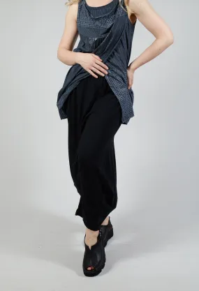 Jersey Drop Crotch Trousers in Black