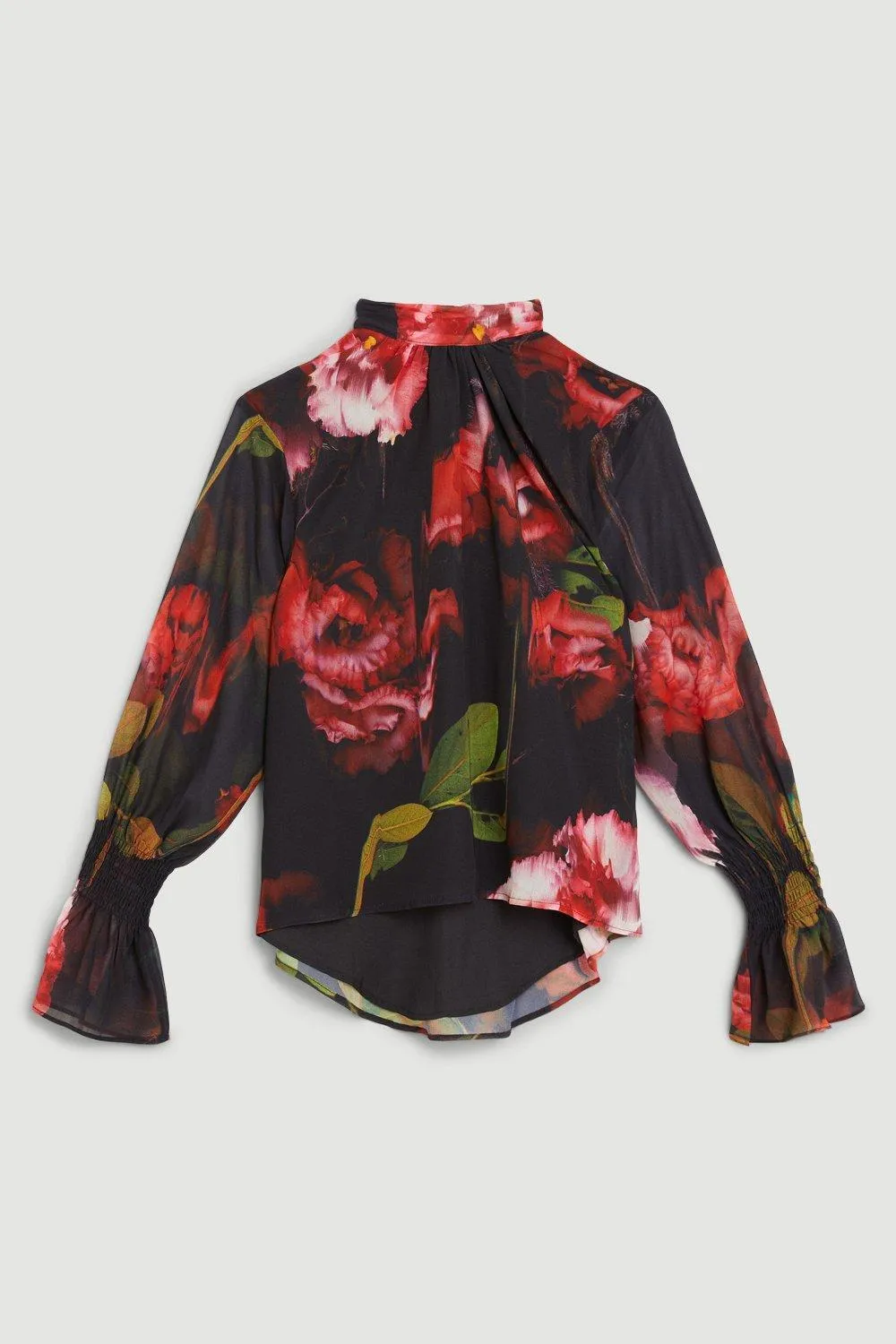 Karen Millen  |Flower Patterns Casual Style Long Sleeves Puff Sleeves