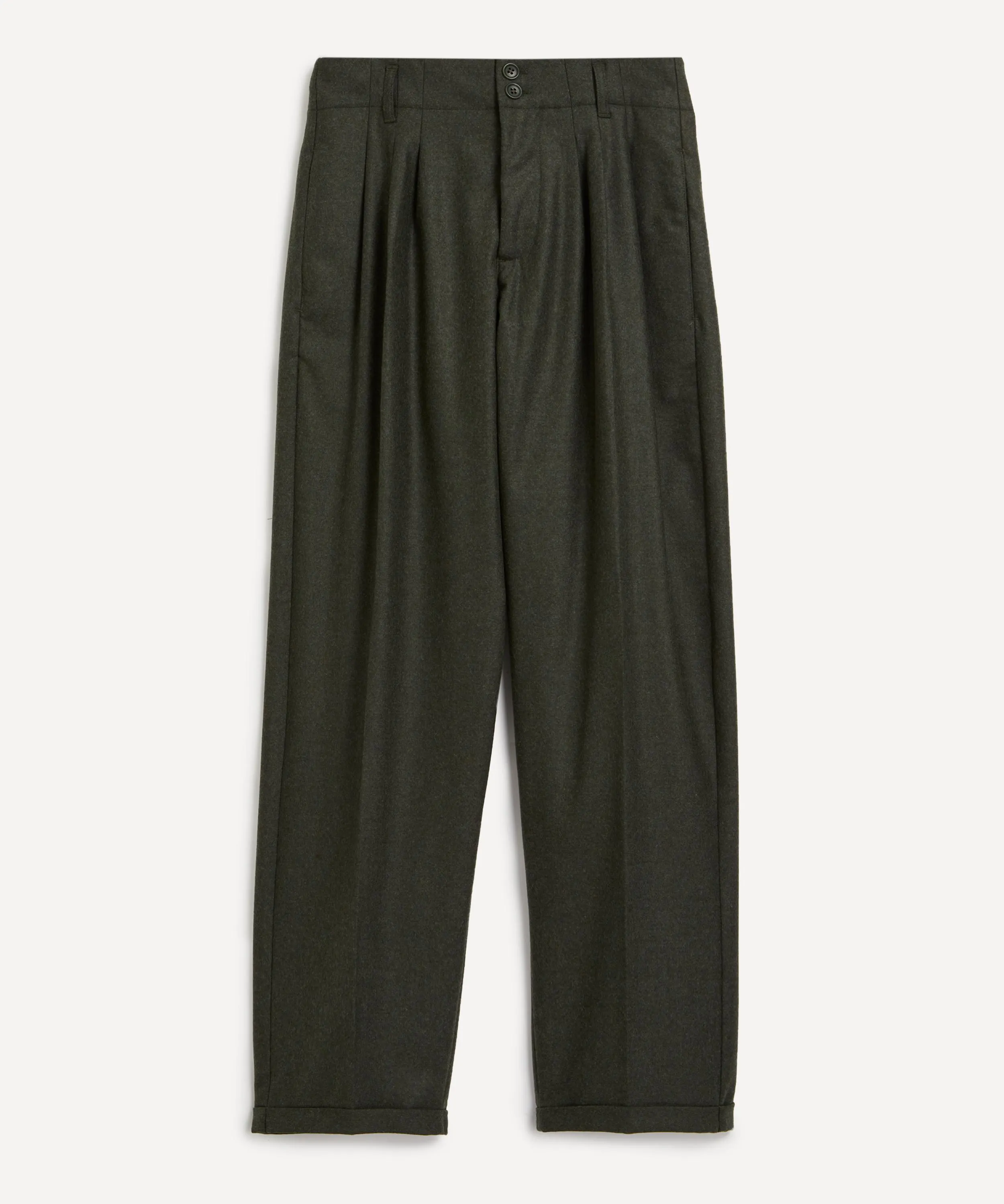 Keaton Wool-Blend Flannel Olive Trousers