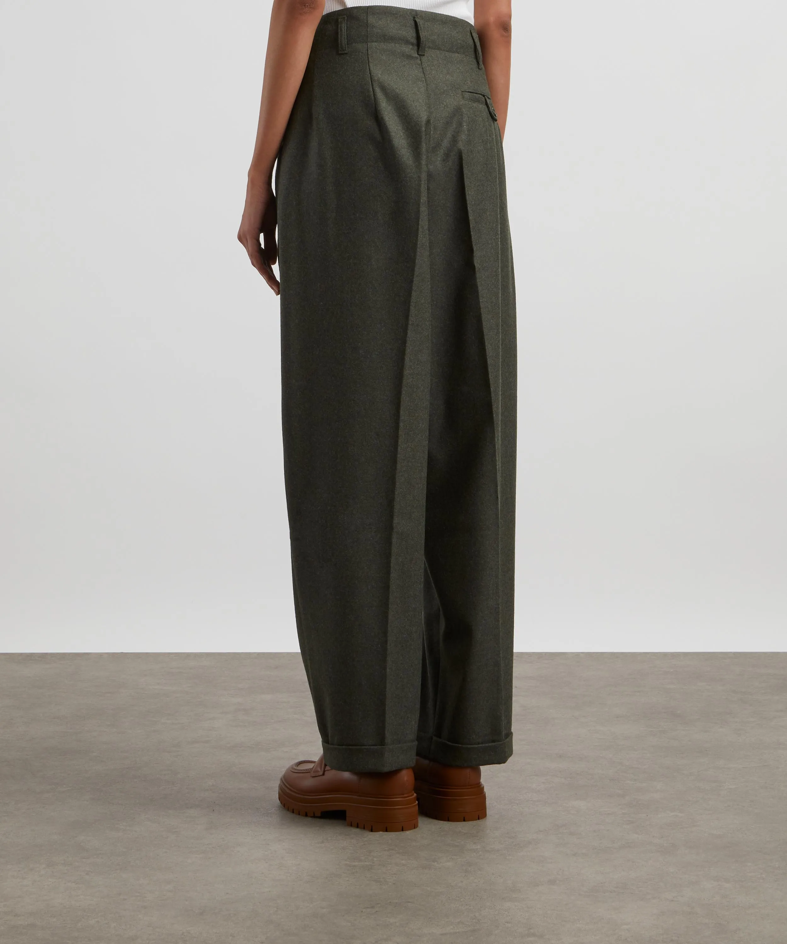 Keaton Wool-Blend Flannel Olive Trousers