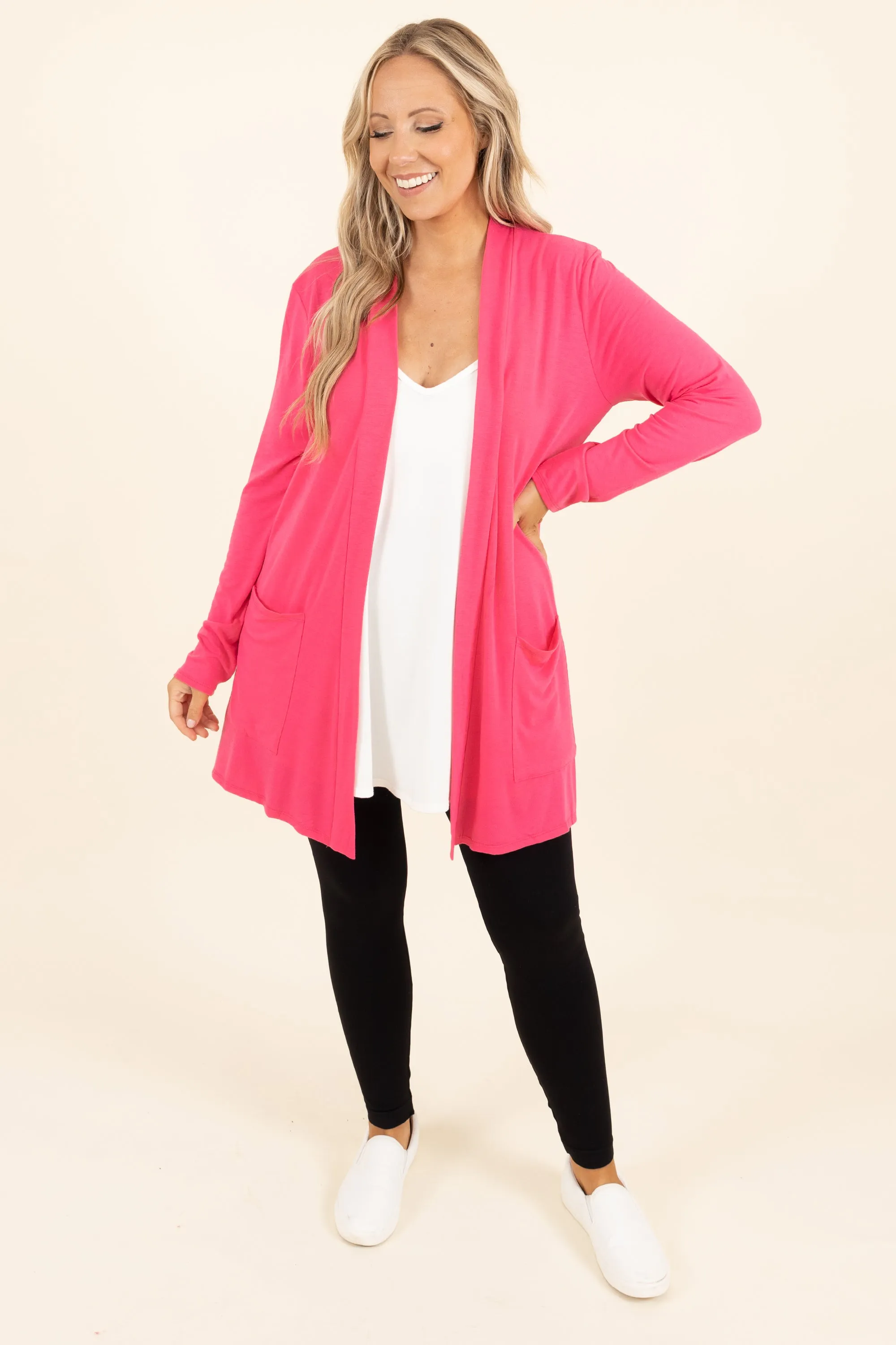 Kindness and Compassion Cardigan, Fuchsia