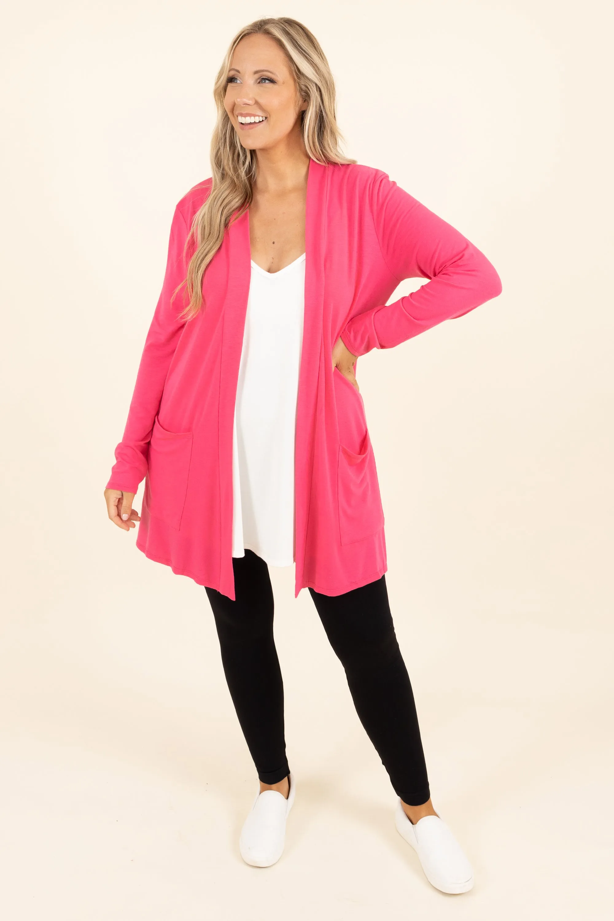 Kindness and Compassion Cardigan, Fuchsia