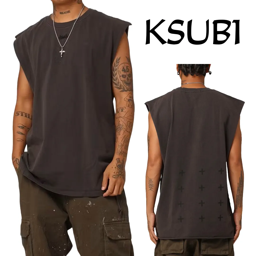 KSUBI  |Crew Neck Pullovers Sleeveless Street Style Plain Cotton