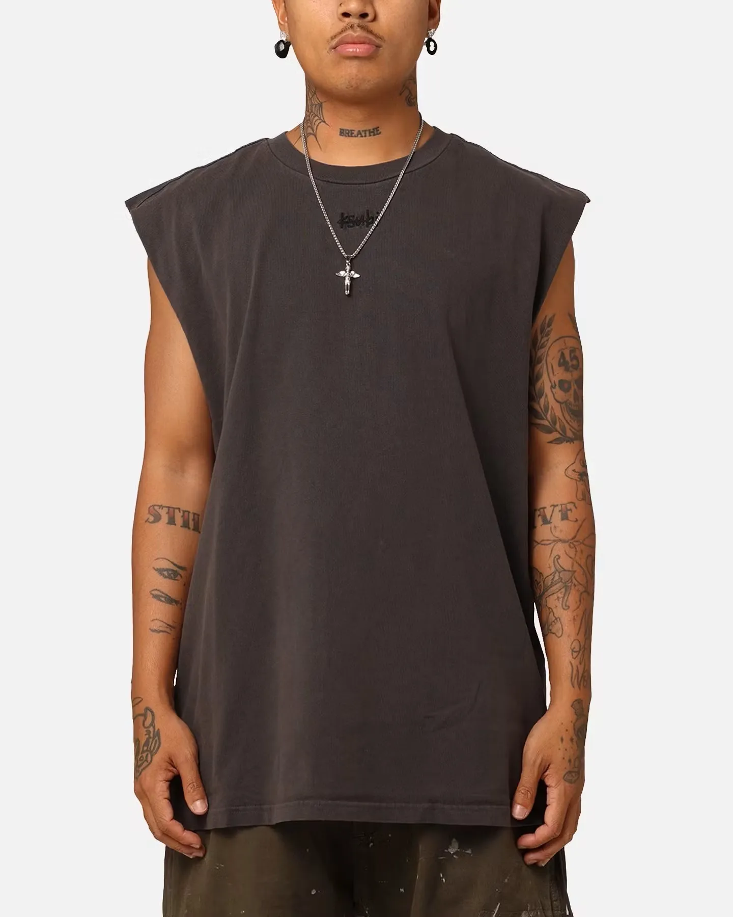 KSUBI  |Crew Neck Pullovers Sleeveless Street Style Plain Cotton