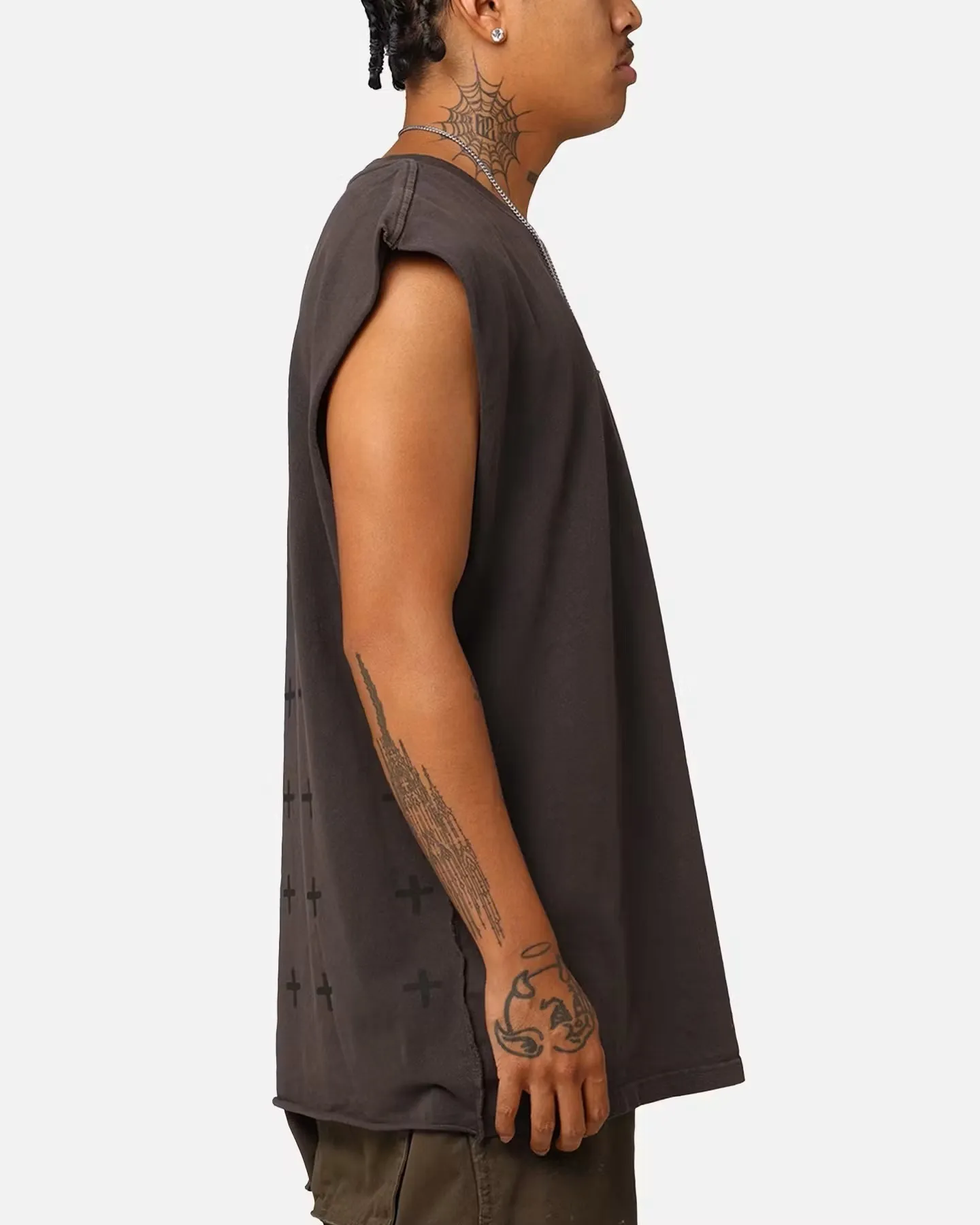 KSUBI  |Crew Neck Pullovers Sleeveless Street Style Plain Cotton