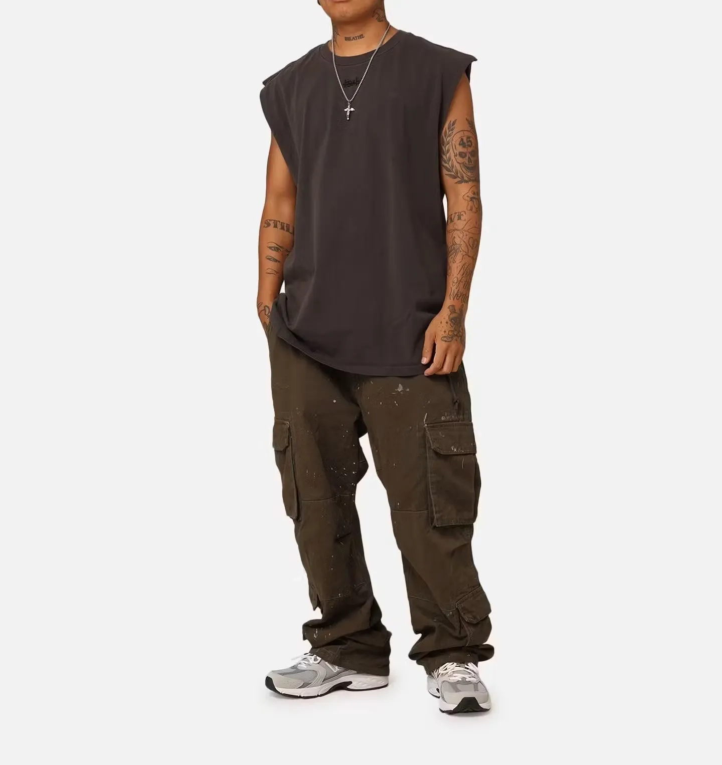 KSUBI  |Crew Neck Pullovers Sleeveless Street Style Plain Cotton