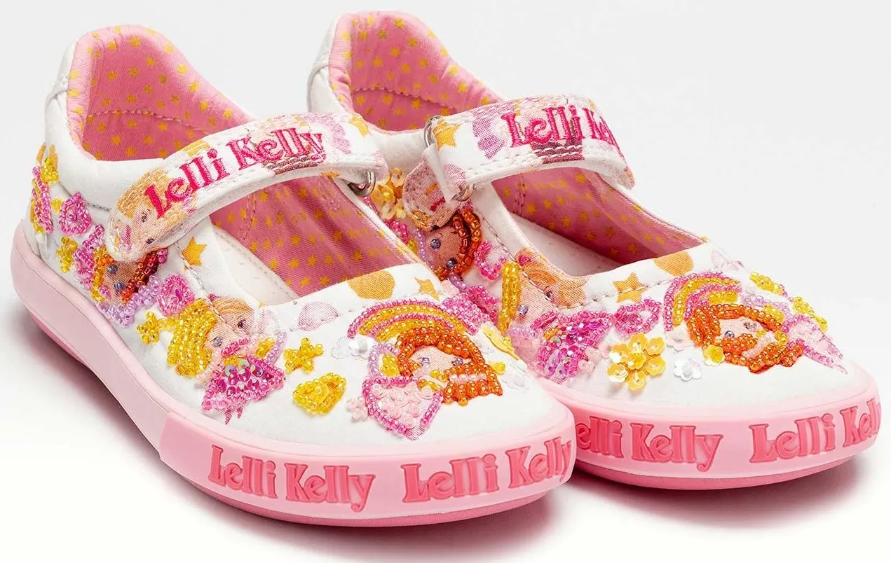 Lelli Kelly LK 1056 Hermione Dollface Canvas White Dolly Shoes