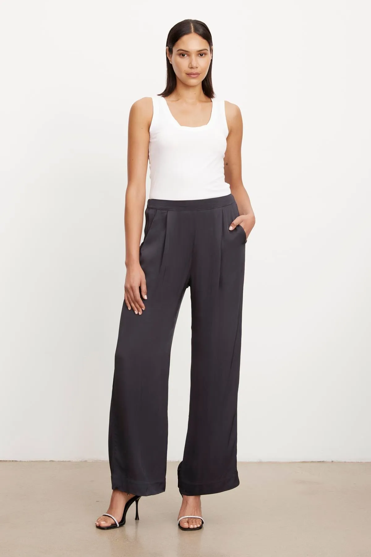 LIVI SATIN VISCOSE WIDE LEG PANT