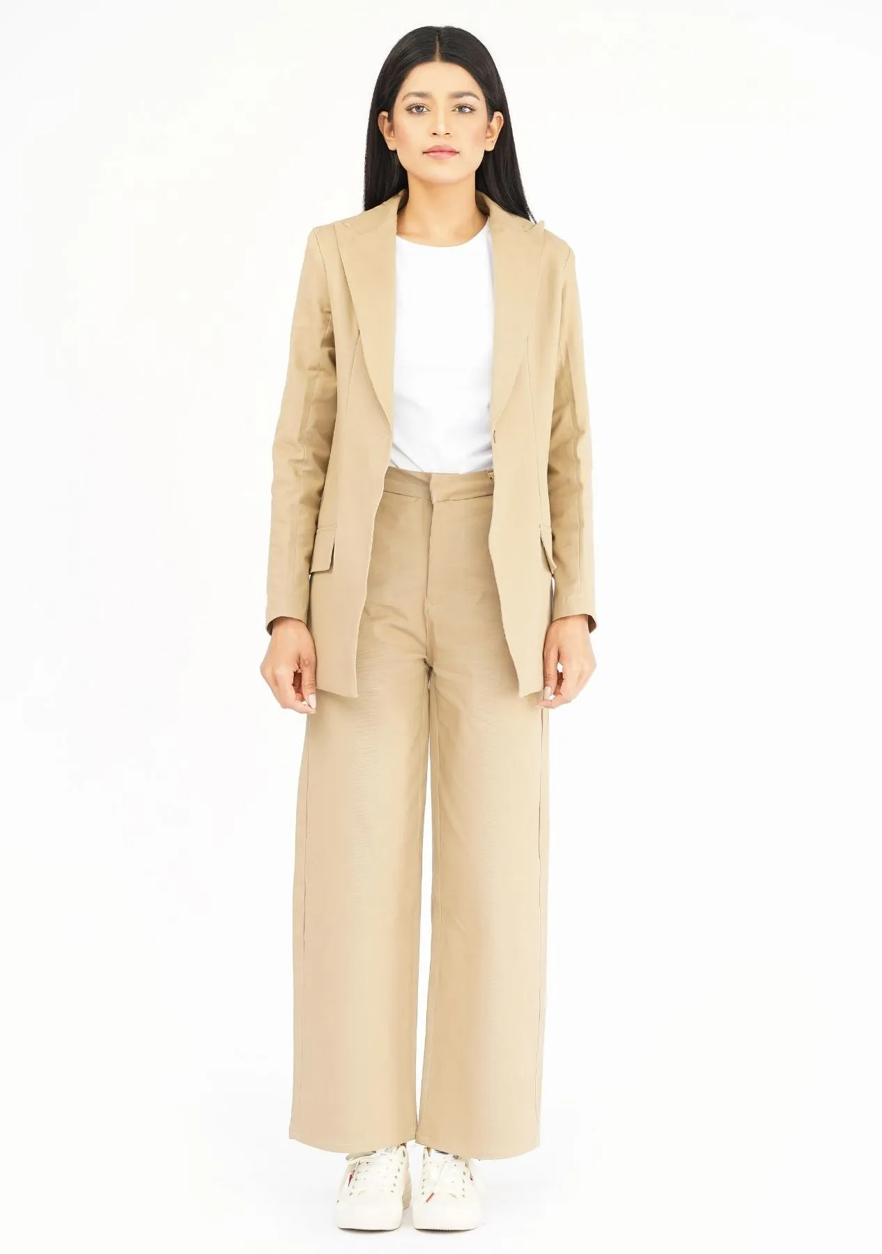 Long Blazer in Camel Brown