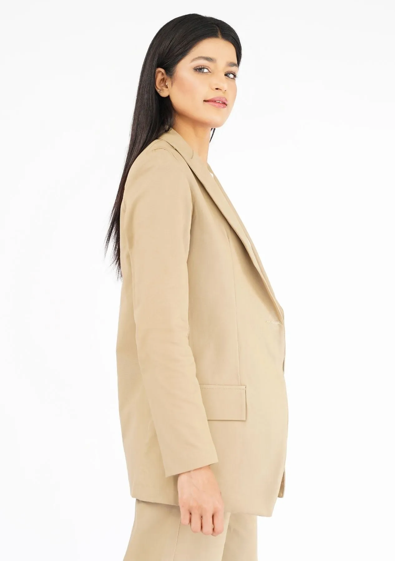 Long Blazer in Camel Brown