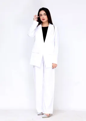 Long blazer in white polyester