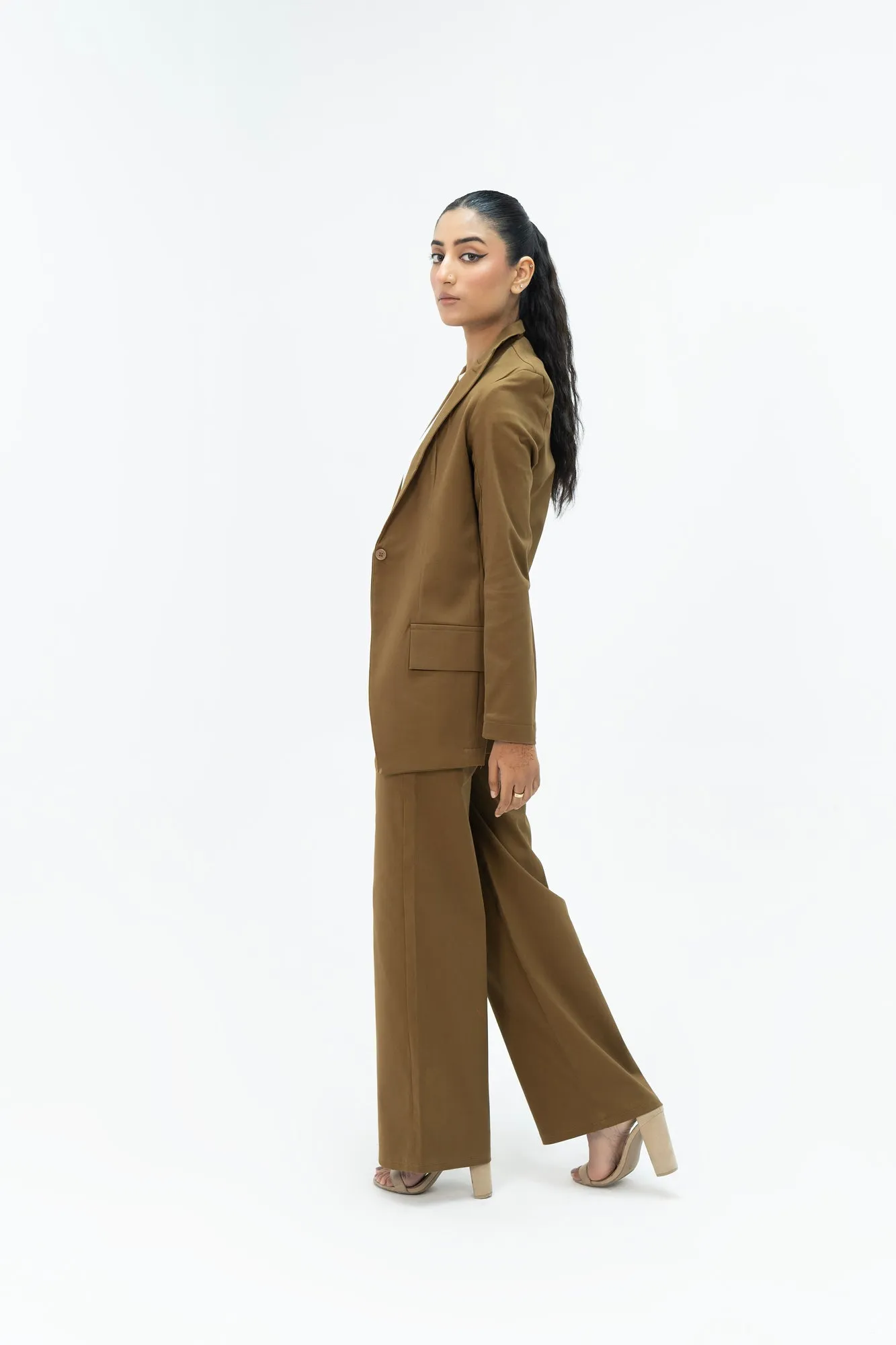 Long Blazer - Mustard Brown