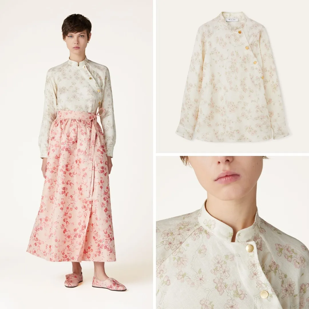 Loro Piana  |Flower Patterns Linen Cotton Shirts & Blouses