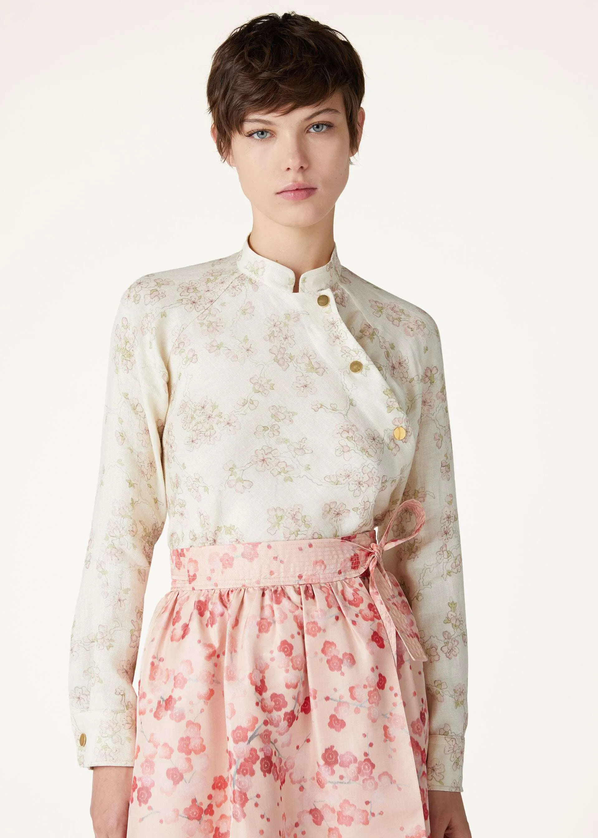 Loro Piana  |Flower Patterns Linen Cotton Shirts & Blouses