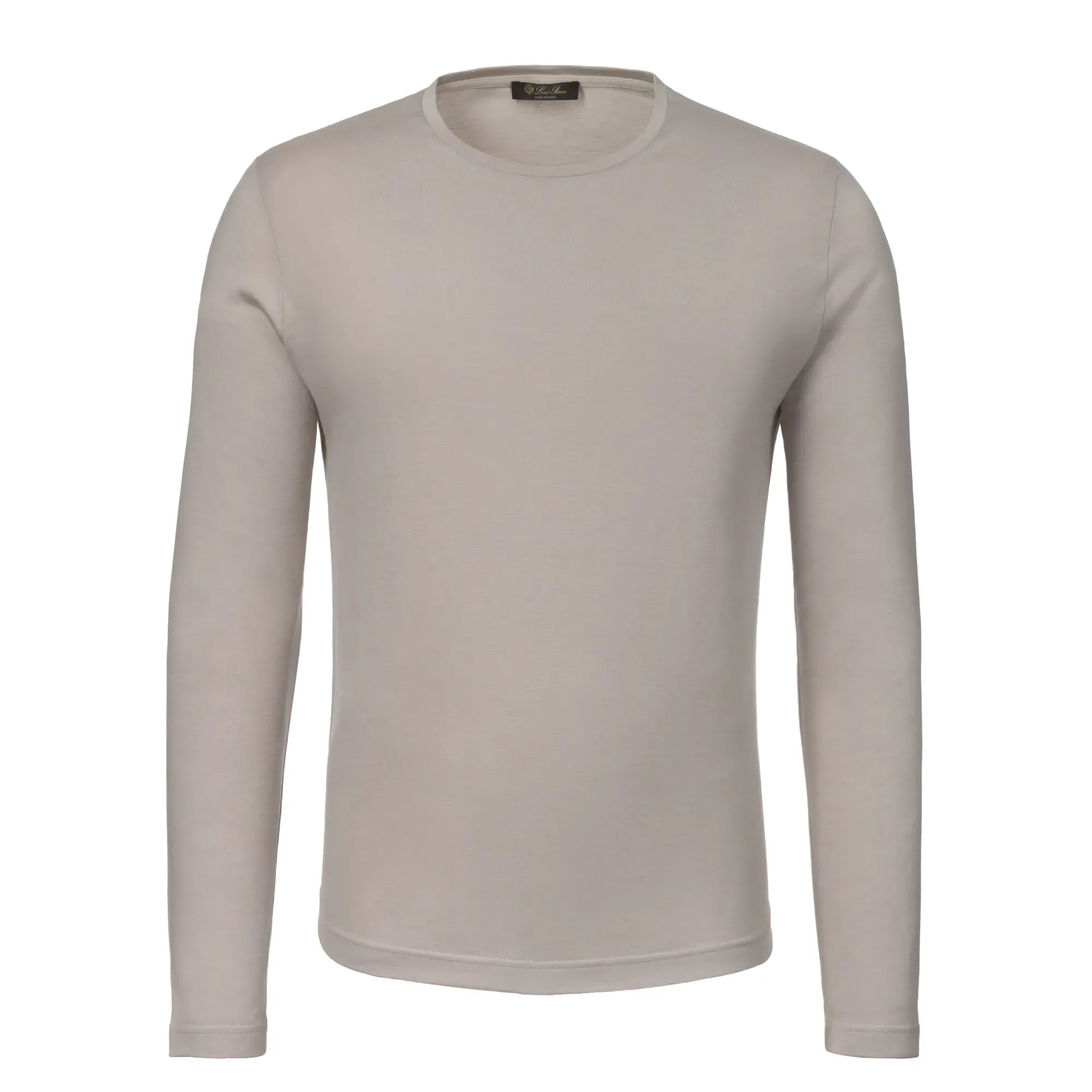  Loro Piana Silk-Cotton Blend Long Sleeve T-Shirt in Beige