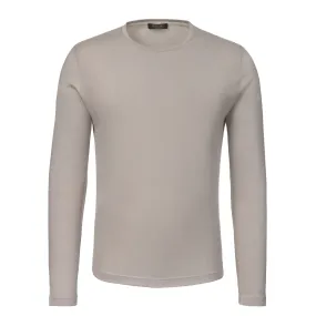  Loro Piana Silk-Cotton Blend Long Sleeve T-Shirt in Beige