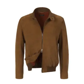  Loro Piana Skytree Suede Biker Jacket in Camel Brown