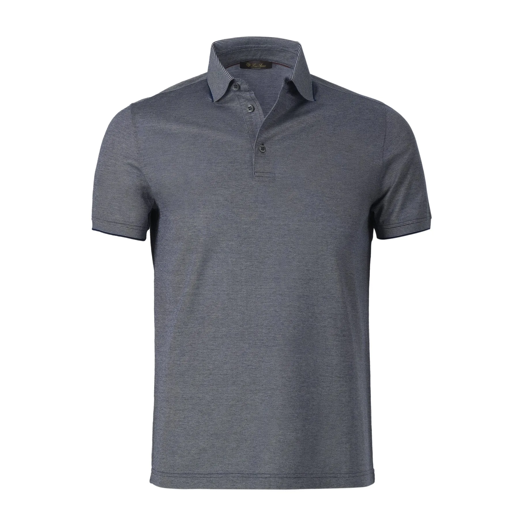  Loro Piana Slim-Fit Pique-Cotton Polo Shirt in Marine Blue