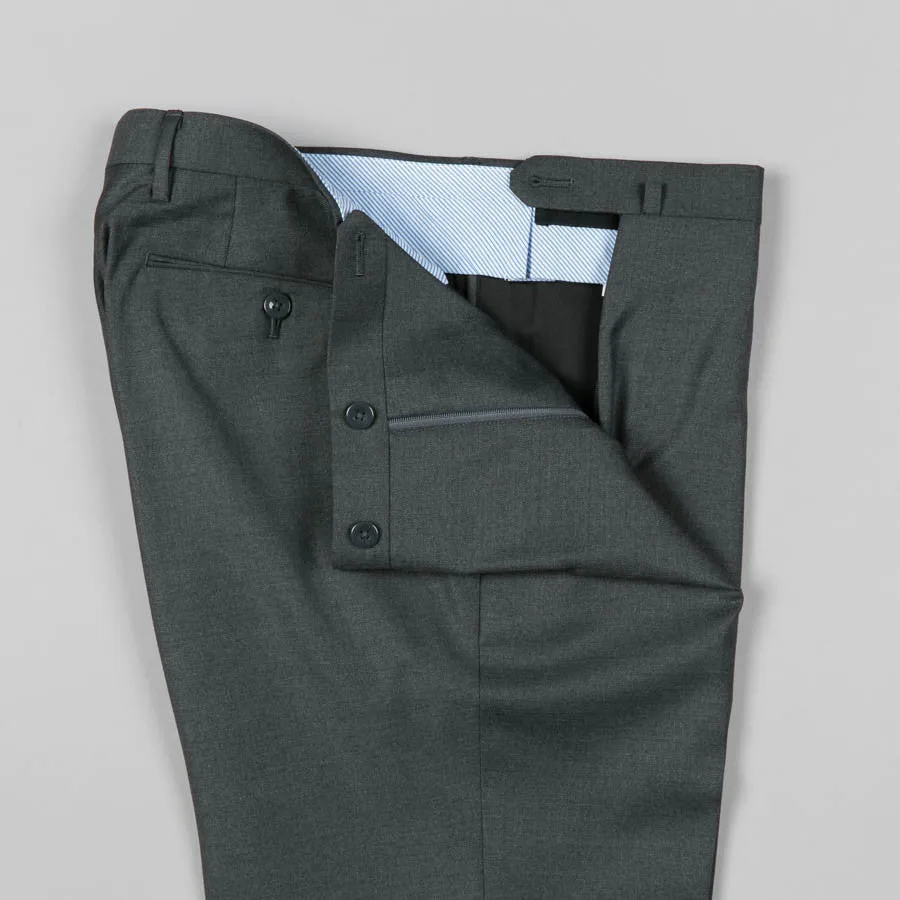 LORO PIANA WOOL FLAT FRONT TROUSER GREY