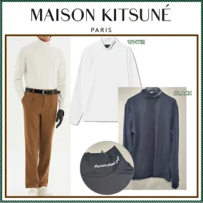 MAISON KITSUNE  |Street Style Long Sleeves Plain Long Sleeve T-shirt Logo