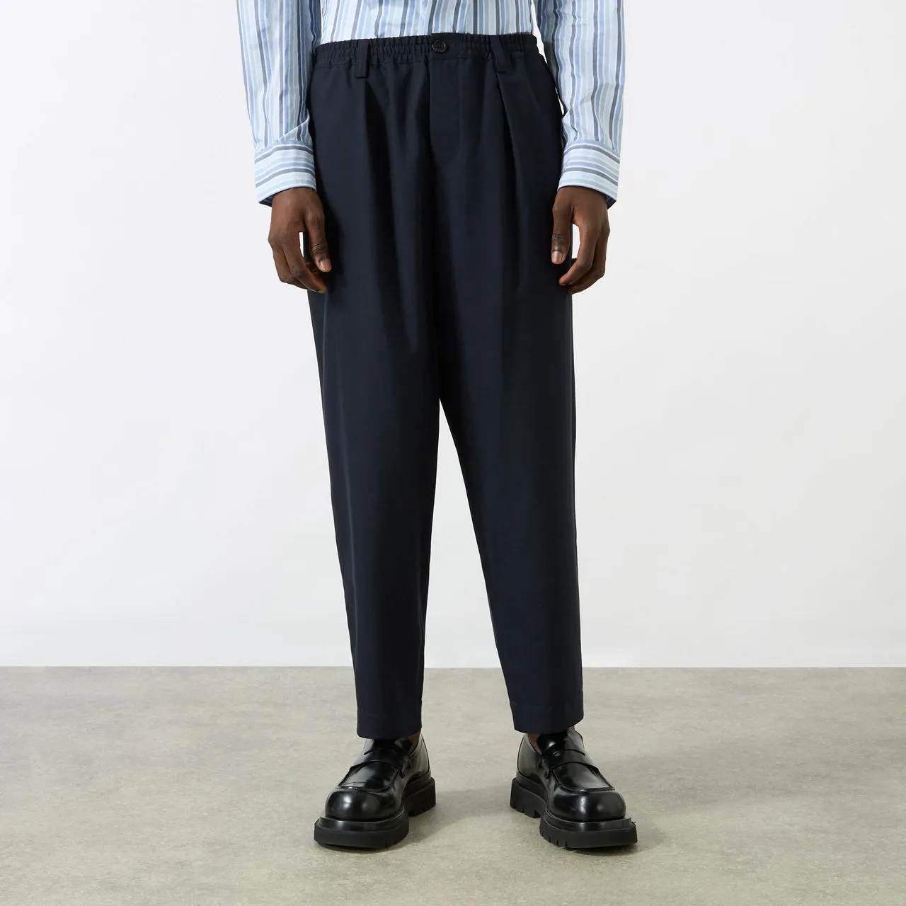 MARNI Tapered-Leg Cropped Trousers - Navy