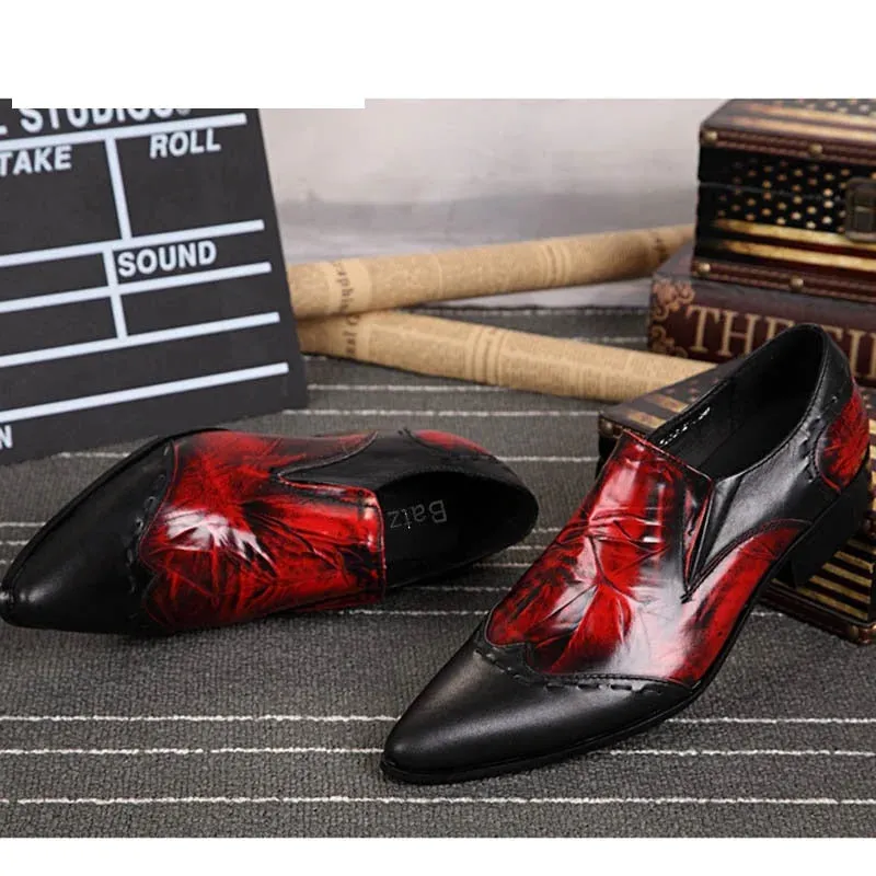 Men's Japanese Style Genuine Leather Pointed Toe Wedding Dress Shoes