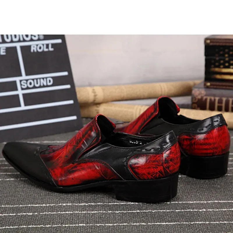 Men's Japanese Style Genuine Leather Pointed Toe Wedding Dress Shoes